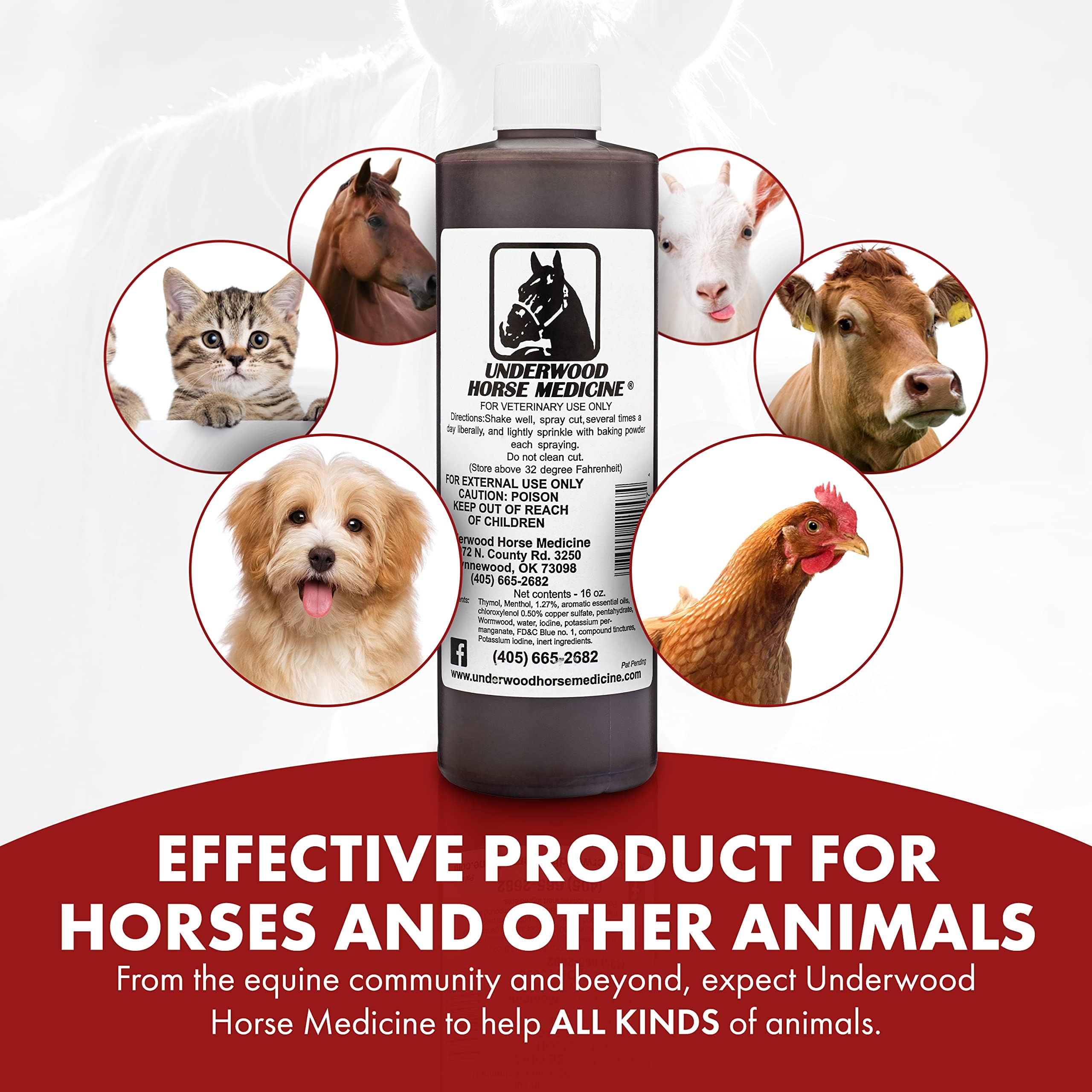 Underwood Topical Horse Care Wound Spray - 16oz Refill Horse Wound Care Horse Essentials for Quick Healing of Cuts - Horse First
